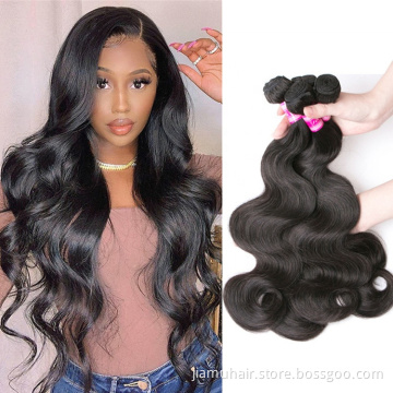 Natural Color Brazilian Body Wave Human Hair Bundles Remy Hair Weave Weft Extensions Black